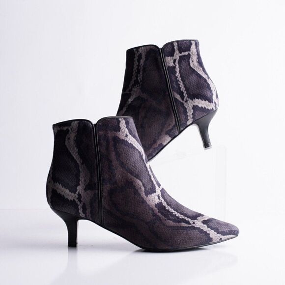 Vaneli Womens Taima Ankle Booties Boots Black Gray Velvet Snake Print Sz 6 New - Picture 2 of 9